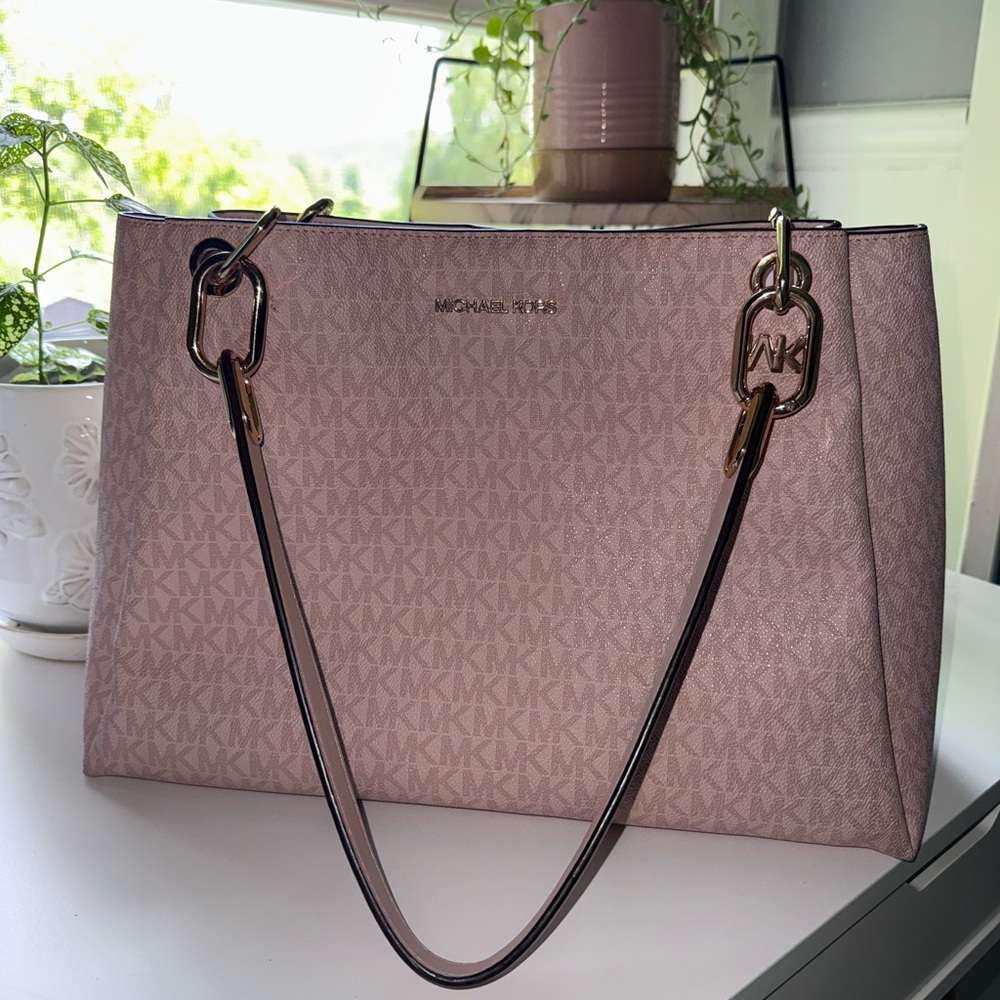 Michael Kors Pink Totes with Gold Hardware